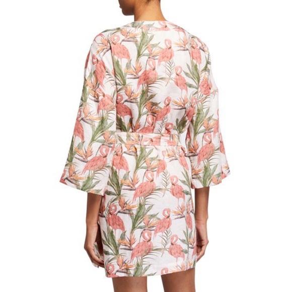 The Lazy Poet Flamingo Linen Robe - Picture 2 of 3